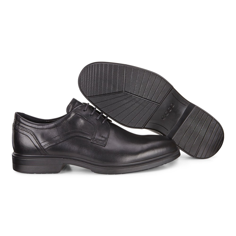 ECCO Mens Dress Shoes Black - Lisbon Plain Toe Tie - UIG-540628